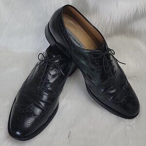 JOHNSTON & MURPHY Black Leather Wingtip Lace Up Oxford Office Formal Shoes 13D/B